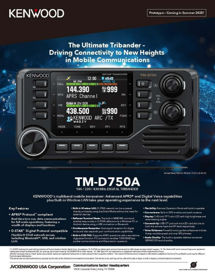 TM-D750(20W) ケンウッド最新モービル機 ハムフェア2024で参考 TM-D750(20W) ケンウッド最新モービル機 ハムフェア2024で参考