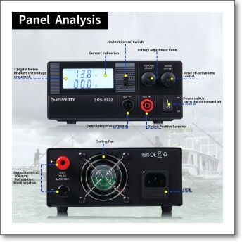 SPS-1332 30A(MAX) □ワンパチくんプレゼント！□ 直流安定化電源スイッチング式 13.8V固定9-15V可変出力  V＆A液晶LCDディスプレイ バナナプラグ差し込み端子/ビンディングポスト陸式端子対応 ノイズオフセット機能 （SPS1332） | CQオーム